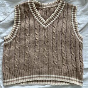 Brown Lined Sweater Vest